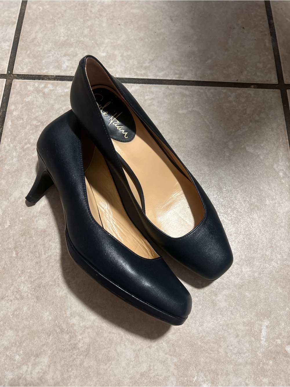 Cole Haan x Nike Air Black Leather Kitten Heel